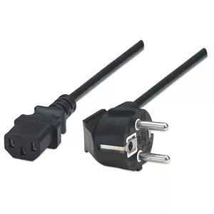 Power Cord Manhattan Euro 2-pin plug CEE 7/4 to C13 Female 1.8m 16A Black