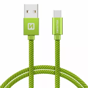 Swissten Textile Universāls Quick Charge 3.1 USB-C Datu un Uzlādes Kabelis 20 cm Zaļš