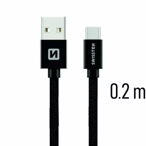 Swissten 71521101 USB kabelis 0,2 m USB A USB C Melns