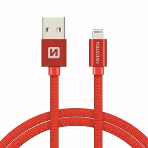 Кабель для зарядки и передачи данных SWISSTEN Textile Fast Charge Lightning 3A 3м красный