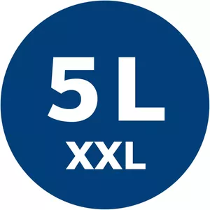 XXL 5 l ietilpība un spēcīga sūkšana pat pie aizpildīšanas