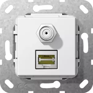 Gira 569703 RJ-45 Cat 6A un SAT kontaktligzda, balta