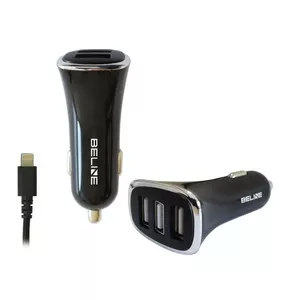 Автомобильное зарядное Beline Beli0016 — 3× USB + Lightning, 4A, чёрное