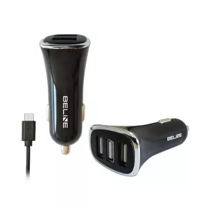 Auto lādētājs 3xUSB + USB-C 4A melns