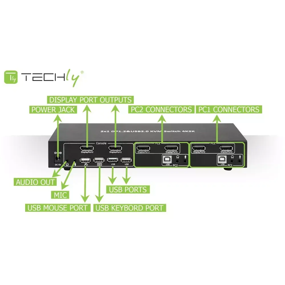 KVM switch TECHLY DP-KVM2 — 2-port DisplayPort 1.2 Photo 6
