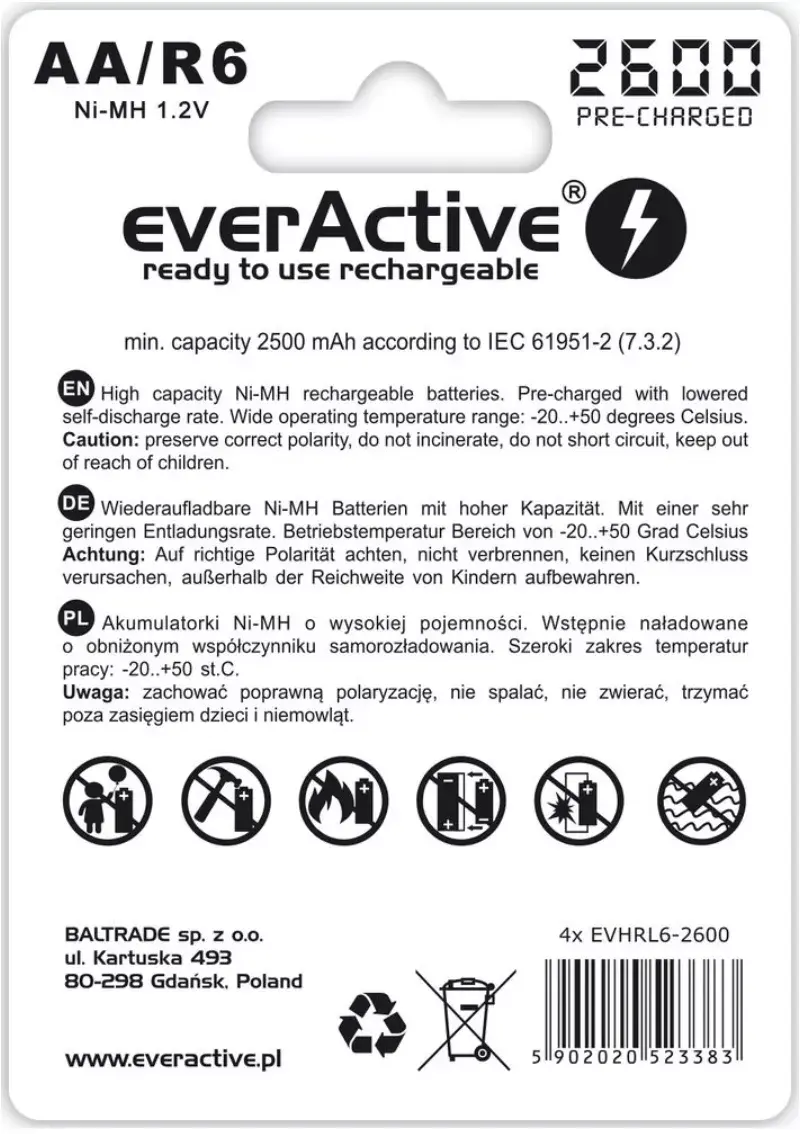 everActive EVHRL6-2600 NiMH AA 4 gab. Photo 2