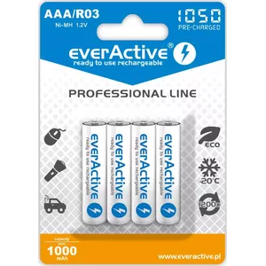 Rechargeable AAA NiMH battery pack everActive EVHRL03-1050 1.2V — 4 pcs, 1050 mAh