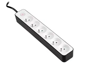 Сетевой фильтр TRACER Zebra 6 розеток, кабель 1.5 м, черно-белый