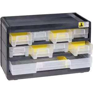 Uzglabāšanas kaste allit VarioPlus Basic 15, 300×190×135 mm, melna/dzeltena