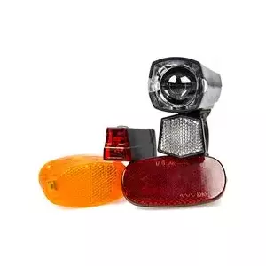 Bicycle front light FISCHER 85345 — 7-piece battery-powered LED set, 12 lux