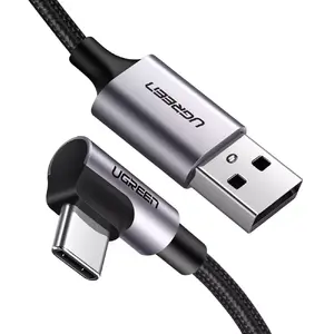 USB cable UGREEN 50941 USB 2.0 USB A to angled USB-C, 0.91 m, Black/Silver