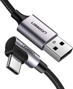USB cable UGREEN 50941 USB 2.0 USB A to angled USB-C, 0.91 m, Black/Silver