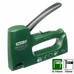 Staple gun Rapid R64E — manual hand tacker, staple length 6–14 mm, green