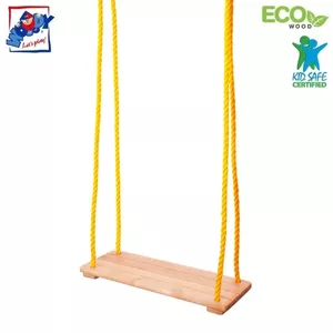 Woody 90130 Wooden Swing - natural for kids 3+ years (max 50kg)