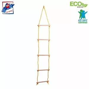 Woody 90124 Wooden Rope ladder (190cm) for kids 3+ years (max 50kg)