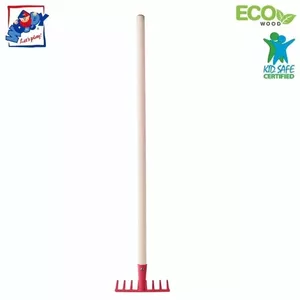 Woody 91885 Wooden / Metal Garden tool - rake (100cm) for kids 3+ years Red