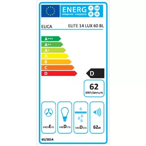 Elica Elite 14 LUX 60 BL Iebūvēts Melns 368 m³/h D