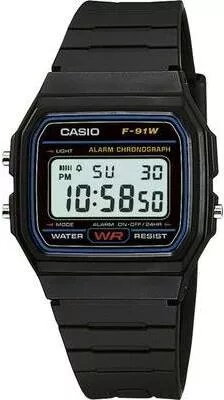 Digitālās pulkstenis CASIO F-91W-1YEF — melns