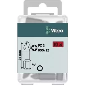 Screwdriver bit set Wera PZ 2 855/1 Z DIY, S2 tool steel, diameter 6.3 mm, 10 pcs