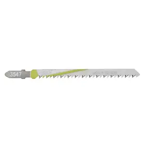 Jigsaw blade Wolfcraft 3547000 — HCS high carbon steel, 115 mm overall, 90 mm working, 3 mm tooth pitch, max cut 65 mm, 2 pcs