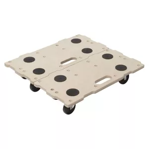 Transport trolley Wolfcraft 2 FT 400 — wooden colour, 8 wheels, 590×290×120 mm