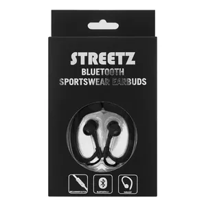 STREETZ Bluetooth sporta austiņas ar mikrofonu, BT 4.1, sprādzes, melnas