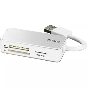 Deltaco UCR-147 card reader USB 3.2 Gen 1 (3.1 Gen 1) Type-A Silver, White