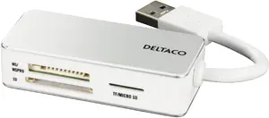 Deltaco UCR-147 USB 3.2 Gen 1 karšu lasītājs priekš SD, MicroSD, MS PRO un MS PRO Duo, balts