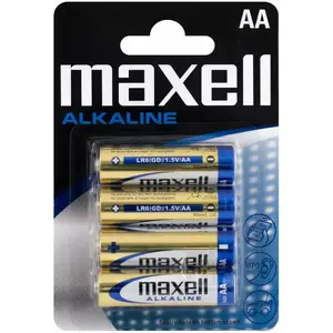 Maxell Alkaline Batteries AA LR6, 1.5V, 15A-BL4, 4pcs
