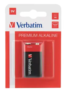 Verbatim 9V Alkaline Battery, 6LR61 Single-Use Battery