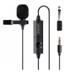 Klipsa mikrofons MAONO AU-100, vads, 3,5 mm ieliktne, 50–18 000 Hz, jutība -32 mV/Pa, 5,9 m kabelis, bateriju darbināms, melns