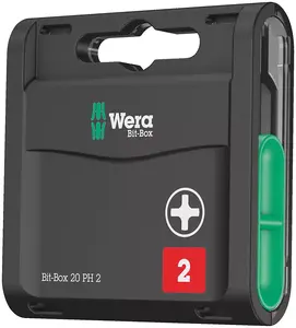 Screwdriver bit set Wera 05057750001 — 20 pcs, Phillips PH2, 1/4" (6.35 mm) hex shank