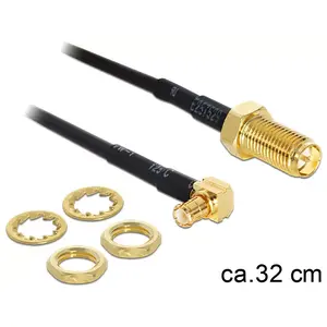 Coaxial Cable DeLOCK 88472 0.32m MMCX RP-SMA Gold Black