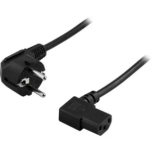 Power cable Deltaco DEL-109BA Black 1 m CEE7/7 C7 coupler
