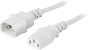 Deltaco DEL-112V Power Cable IEC C13 to IEC C14 Male to Female 1 m White