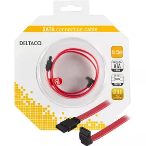 Deltaco SATA-05A-K SATA kabelis 0,5 m SATA 7-pin Sarkans