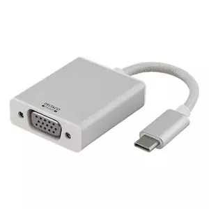 Deltaco USBC-1075 video kabeļu aksesuārs 0,1 m USB Veids-C VGA (D-Sub) Sudrabs