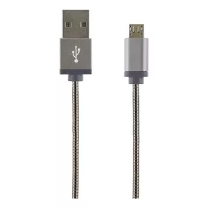 Deltaco IPLH-277 USB kabelis 1 m USB 2.0 USB A Micro-USB B Sudrabs