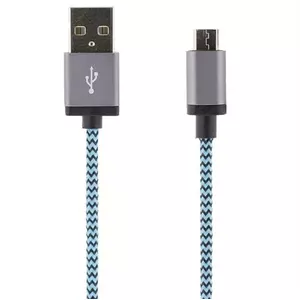 Deltaco MICRO-117 USB kabelis 1 m USB 2.0 USB A Micro-USB B Zils, Pelēks