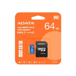 MicroSDHC flash memory ADATA 64GB Class 10 UHS-I, read 85 MB/s, write 25 MB/s, includes SD adapter