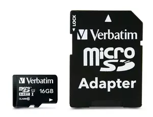 Verbatim Premium V44082 16 GB MicroSDHC Class 10 Memory Card with SD Adapter