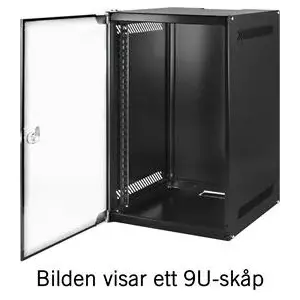 TOTEN, 10" sienas skapis, 6U, 280x310, stikla durvis, nemontēts, melns