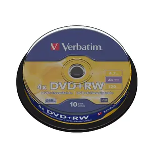 Verbatim DVD+RW 4.7 GB Matt Silver Optical Disc, 10 Pack