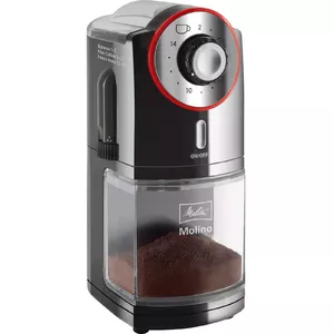 Melitta Molino 100 W Melns, Sarkans, Nerūsējošs tērauds