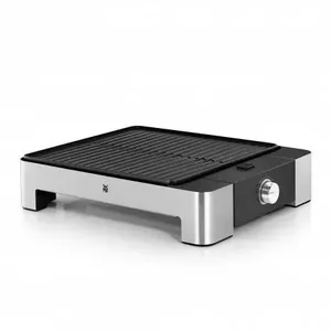 Настольный гриль WMF LONO Quadro контактный — 1250 Вт, круглая жарочная поверхность, хром/чёрный