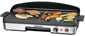 Электрогриль настольный Rommelsbacher BBQ 2003 — 1900 Вт, 50×25 см, рифлёная и Teppanyaki поверхность, регулировка температуры, серебристо‑чёрный