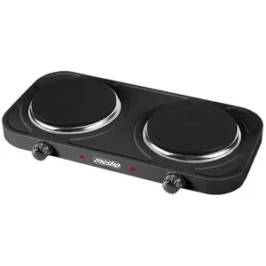Sealed plate hob Adler MS 6509, 2 electric zones, 1000 W + 1000 W, 15.4 cm diameter, rotary control, countertop, black