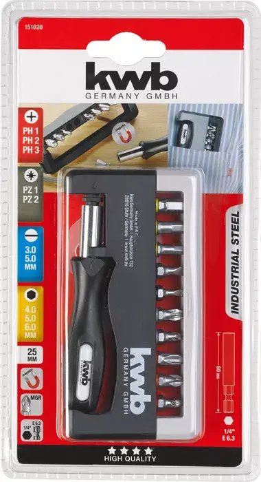 Screwdriver Bit Set KWB Industrial Steel Standard Handy Bit Box Photo 13