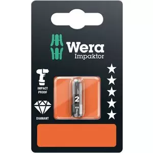 Screwdriver Bit Wera 855/1 IMP DC SB SiS PZ 2 — Pozidriv PZ2 tool steel impact bit