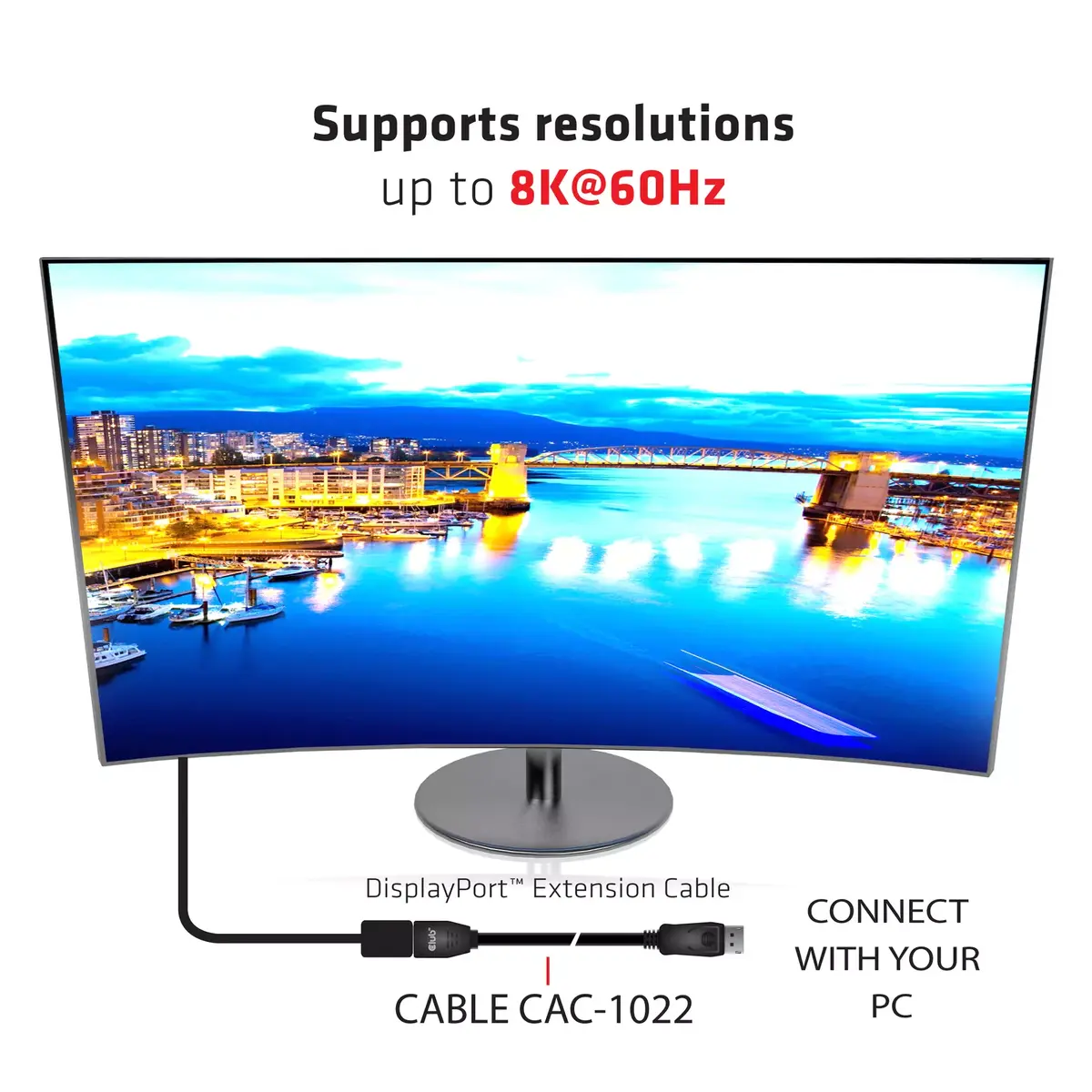 Кабель-удлинитель DisplayPort CLUB3D 8K60Hz M/F 2m Photo 9